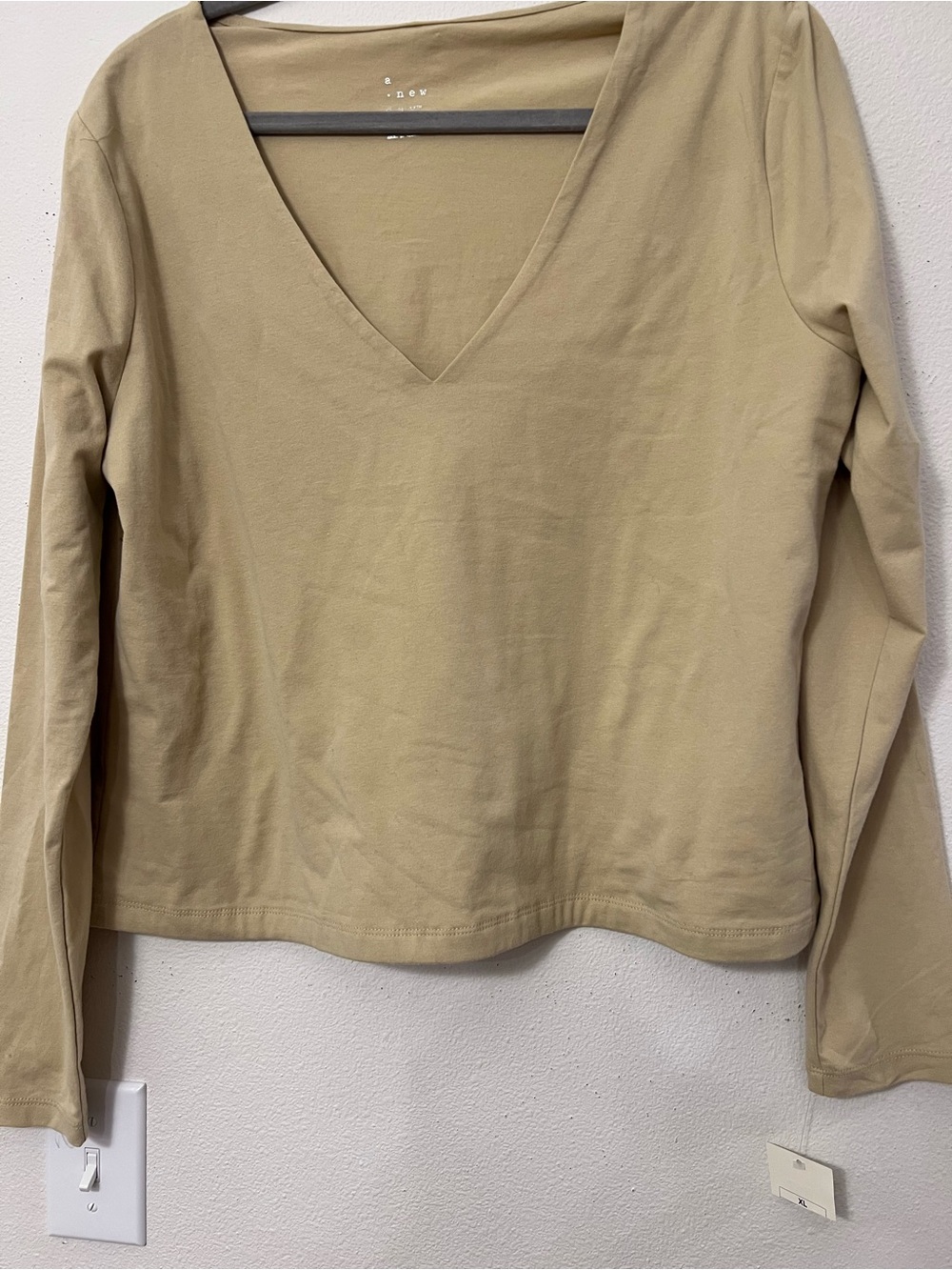 a new day V-Neck Long Sleeve Top in tan